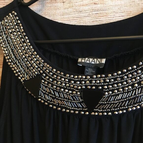HAANI BLACK MAXI DRESS WITH EMBELLISHED NECKLINE - Picture 3 of 9